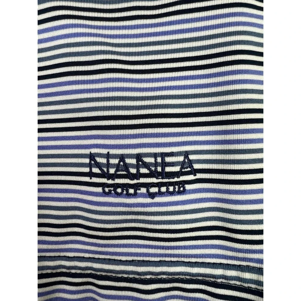 RLX Ralph Lauren Polo Shirt Mens Medium Blue Stripe Nanea Golf Club Performance